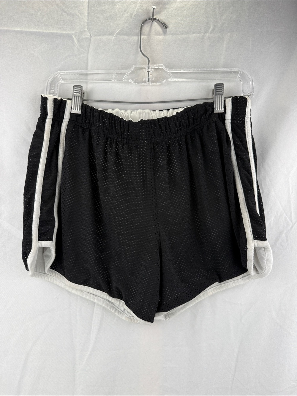 ZYIA Active Women’s Size Medium Black Mesh Shorts w/ White Trim & Drawstring